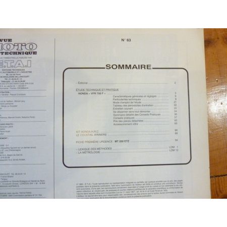 VFR750F 86 Revue Technique HONDA