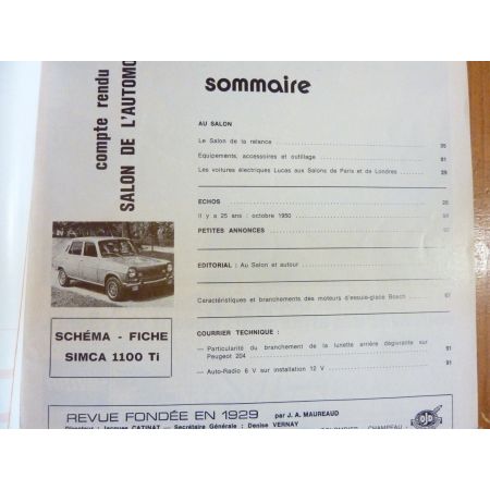 1100 Ti Revue Technique Electronic Auto Volt Talbot Simca