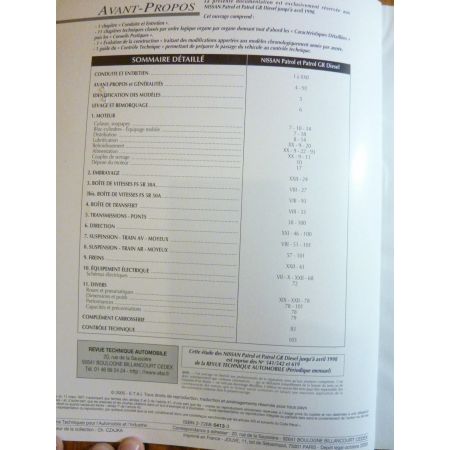 Patrol GR -98 Revue Technique Nissan