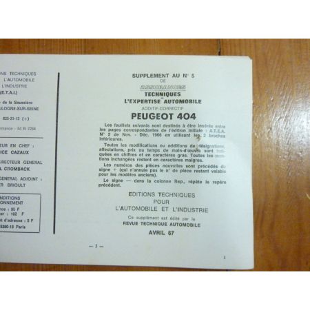 Suppl.  404 Revue Auto Expertise PEUGEOT