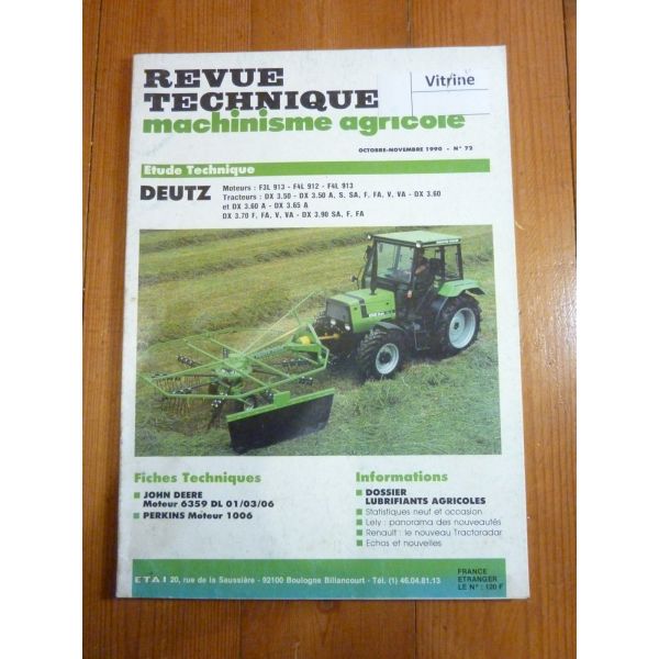 DX3.50 à DX3.90 Revue Technique Agricole Deutz Fahr