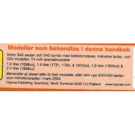 S40 V40 96-04 Revue technique Haynes VOLVO Suédois