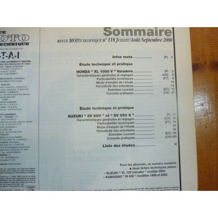 SV650 Varadero Revue Technique moto Honda Suzuki