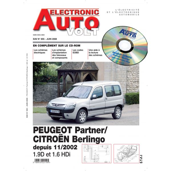 BERLINGO/PARTNER 11/02- DIES 1.6HDI ET 1.9D  Revue Technique Electronic Auto Volt PEUGEOT-CITROEN