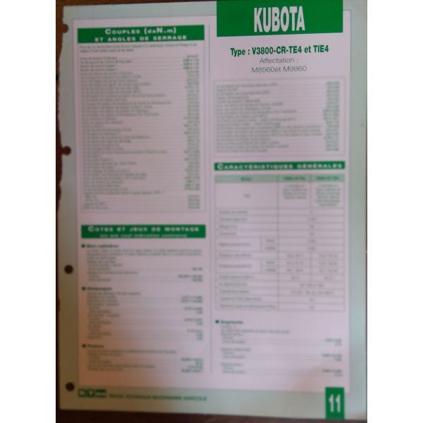 V3800-CR TE4-TIE4 Fiche Technique kubota