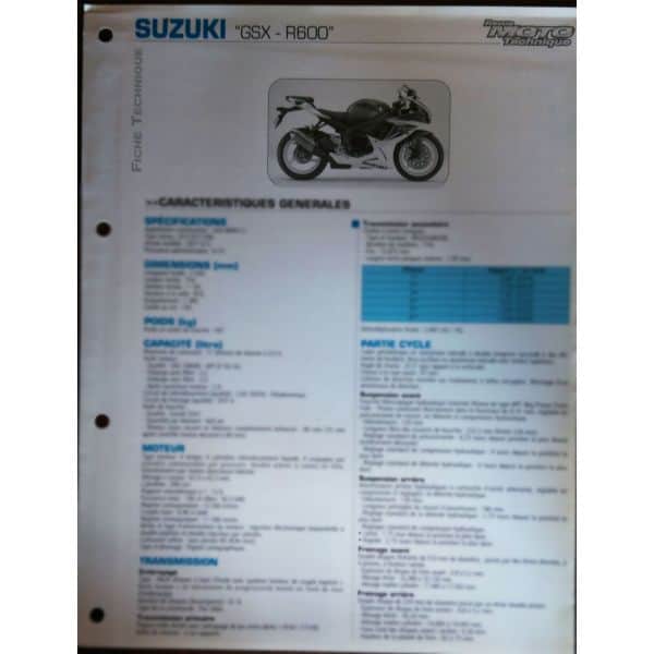 GSX600R Fiche Technique Suzuki