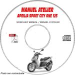 SPORT CITY ONE 125 08 - Manuel Atelier CDROM APRILIA Anglais Revue technique