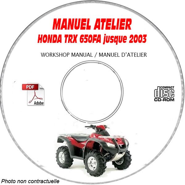 TRX 650FA RINCON -03 Manuel Atelier CDROM HONDA Anglais
