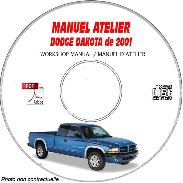 DODGE DAKOTA de 2001  Type : AN    Sport   SLT  Manuel d'Atelier sur CD-ROM Anglais