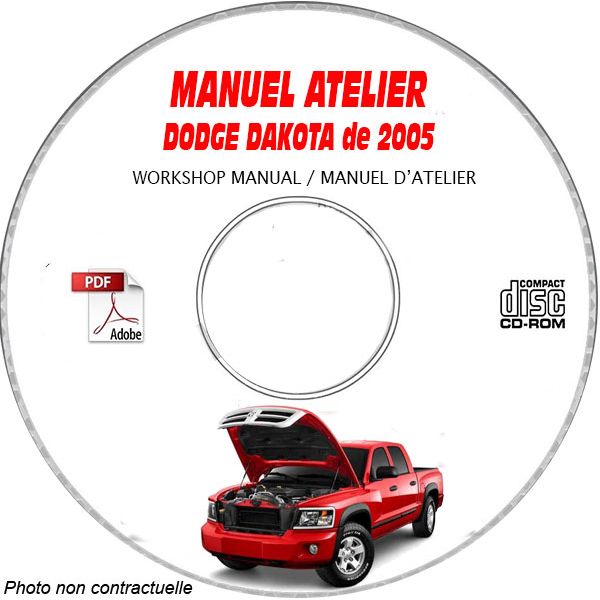 DODGE DAKOTA de 2005  Type ND, Sport, Laramie, ST, SLT  Manuel d'Atelier sur CD-ROM Anglais