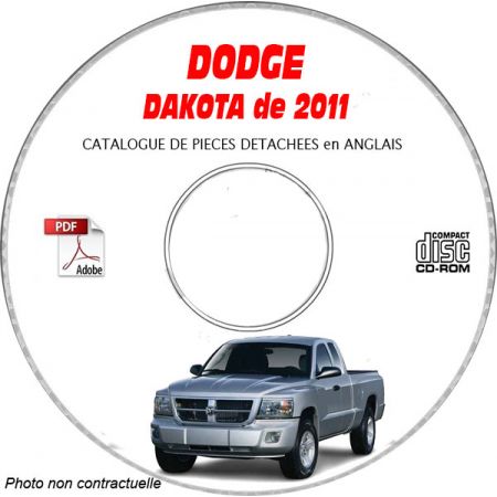 DODGE DAKOTA de 2011  Type ND, Sport, Laramie, SLT, ST, SXT  Catalogue des Pièces Détachées sur CD-ROM anglais
