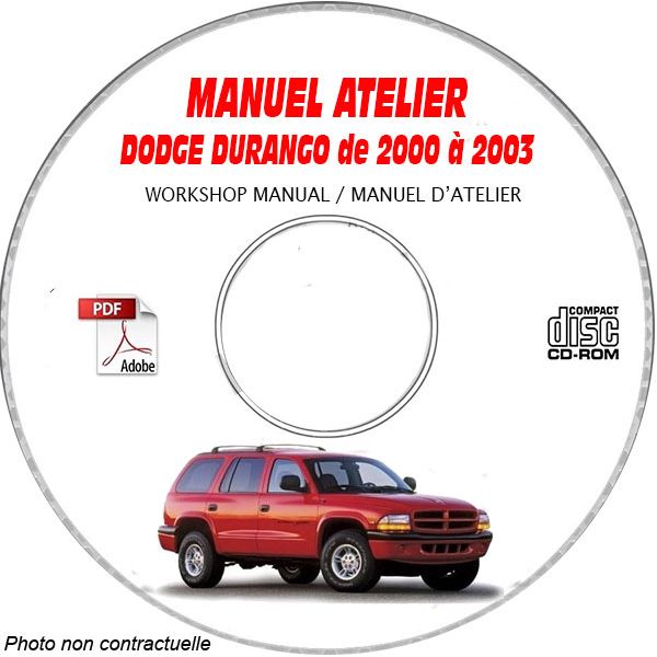 DODGE DURANGO de 2000 à 2003 TYPE  DN   Manuel d'Atelier sur CD-ROM Anglais