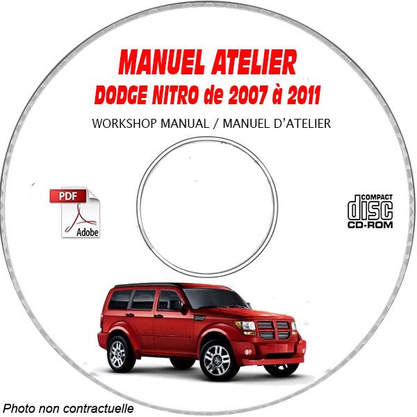 DODGE NITRO de 2007 à 2011 TYPE  KA   Manuel d'Atelier sur CD-ROM Anglais