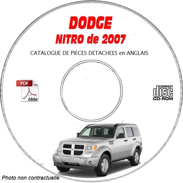 DODGE NITRO de 2007 Type KA SLT  Catalogue des Pièces Détachées sur CD-ROM Anglais