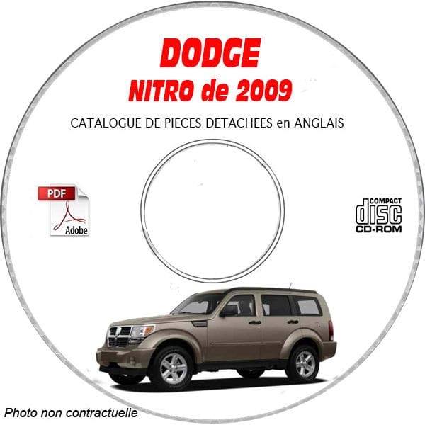 DODGE NITRO de 2009 Type KA SXT, R/T, SLT  Catalogue des Pièces Détachées sur CD-ROM Anglais