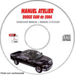 DODGE RAM 1500, 2500, 3500 de 2004  Type : DR  Manuel d'Atelier sur CD-ROM anglais