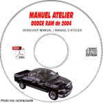 DODGE RAM 1500, 2500, 3500 de 2004  Type : DR  Manuel d'Atelier sur CD-ROM anglais