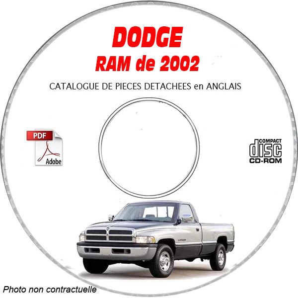 DODGE RAM de 2002  Type : DR  1500  Catalogue des Pièces Détachées sur CD-ROM  anglais