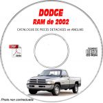 DODGE RAM de 2002  Type : DR  1500  Catalogue des Pièces Détachées sur CD-ROM  anglais