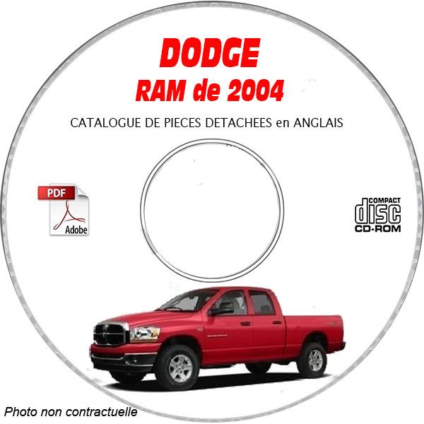 DODGE RAM de 2004  Type DR 1500, 2500, 3500  Catalogue des Pièces Détachées sur CD-ROM Anglais