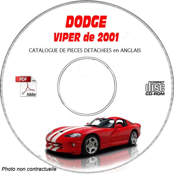 DODGE VIPER SRT-10 de 2001 TYPE SR  Catalogue des Pièces Détachées sur CD-ROM  Anglais