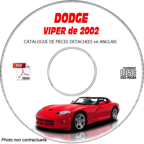 DODGE VIPER SRT-10 de 2002 TYPE SR  Catalogue des Pièces Détachées sur CD-ROM  Anglais