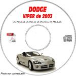 DODGE VIPER SRT-10 de 2003 TYPE ZB  Catalogue des Pièces Détachées sur CD-ROM  Anglais