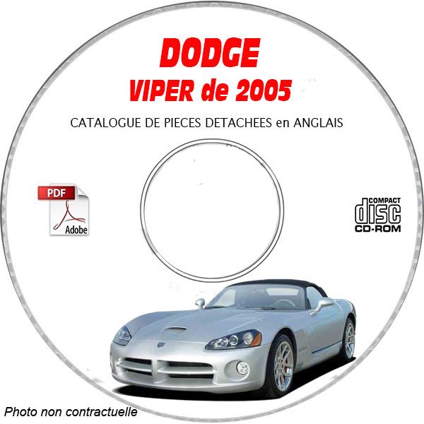 DODGE VIPER SRT-10 de 2005 TYPE ZB  Catalogue des Pièces Détachées sur CD-ROM Anglais