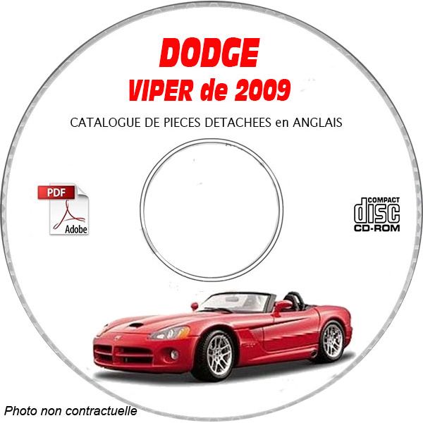 DODGE VIPER SRT-10 de 2009 TYPE ZB  Catalogue des Pièces Détachées sur CD-ROM Anglais
