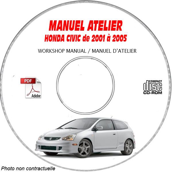 CIVIC 01-05 CD -- Support Manuel Atelier CDROM HONDA Anglais Expédition 