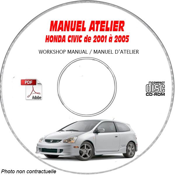 HONDA CIVIC  de 2001 a 2005    Manuel d'Atelier sur CD-ROM Anglais