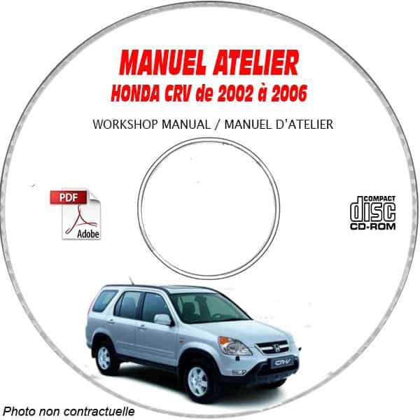 HONDA CRV  de 2002 à 2006  Types : RD5 + RD7 + RD8  Manuel d'Atelier sur CD-ROM anglais