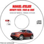 INFINITI FX35 et FX45 de 2005 TYPE  S50   Manuel d'Atelier sur CD-ROM anglais