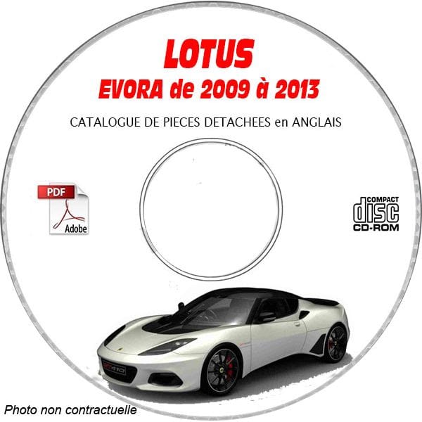LOTUS EVORA de 2009 à 2013  Type : 132 + 122  Catalogue des Pièces Détachées sur CD-ROM Anglais