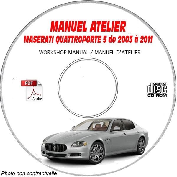 MASERATI QUATTROPORTE 5 de 2003 a 2011  Type : M139 Gen 5  Manuel d'Atelier sur CD-ROM anglais
