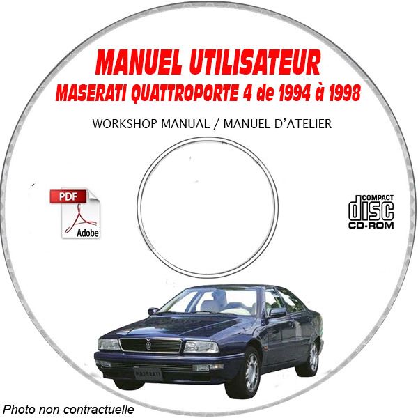MASERATI QUATTROPORTE 4 de 1994 a 1998  Type : M139 Gen 4  Manuel Utilisateur sur CD-ROM italien