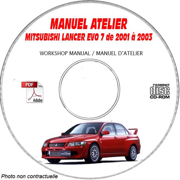 MITSUBISHI LANCER EVO7 RS et RS2 de 2001 à 2003  Type : CT9A  Manuel d'Atelier sur CD-ROM Anglais