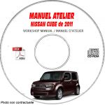 NISSAN CUBE de 2011 TYPE:  Z12  Manuel d'Atelier sur CD-ROM anglais