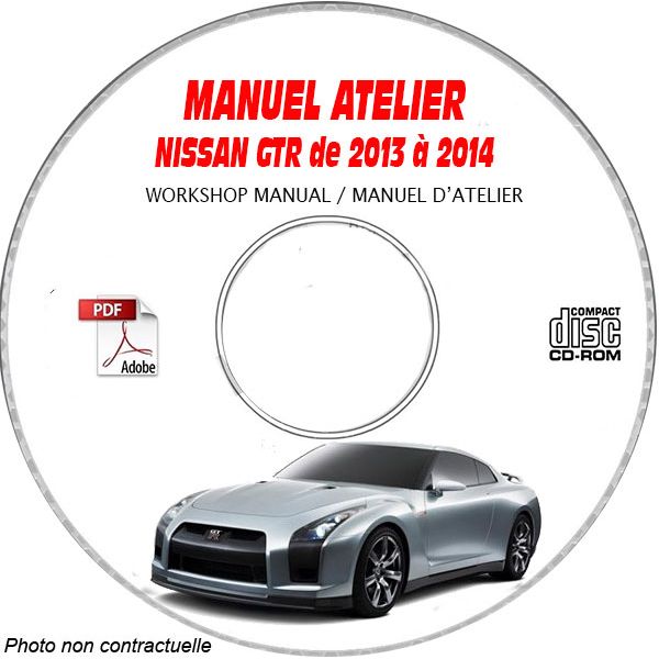 NISSAN GTR de 2013 à 2014 TYPE:  R35  Manuel d'Atelier sur CD-ROM Anglais