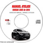 NISSAN JUKE de 2014 TYPE:  JN8     SERIE F15  Manuel d'Atelier sur CD-ROM Anglais