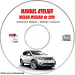 NISSAN MURANO de 2010 TYPE  Z51   S + SL + LE  Manuel d'Atelier sur CD-ROM Anglais