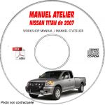 NISSAN TITAN de 2007 TYPE:  A60     XE + SE + LE  Manuel d'Atelier sur CD-ROM anglais