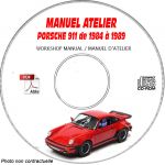PORSCHE 911 + CARRERA de 1984 à 1989  Manuel d'Atelier sur CD-ROM Anglais