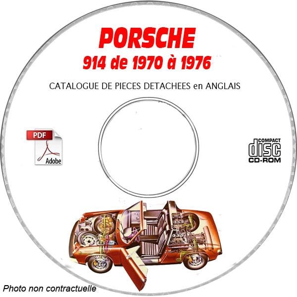 PORSCHE 914 TARGA de 1970 à 1976  Catalogue des Pièces Détachées sur CD-ROM Anglais