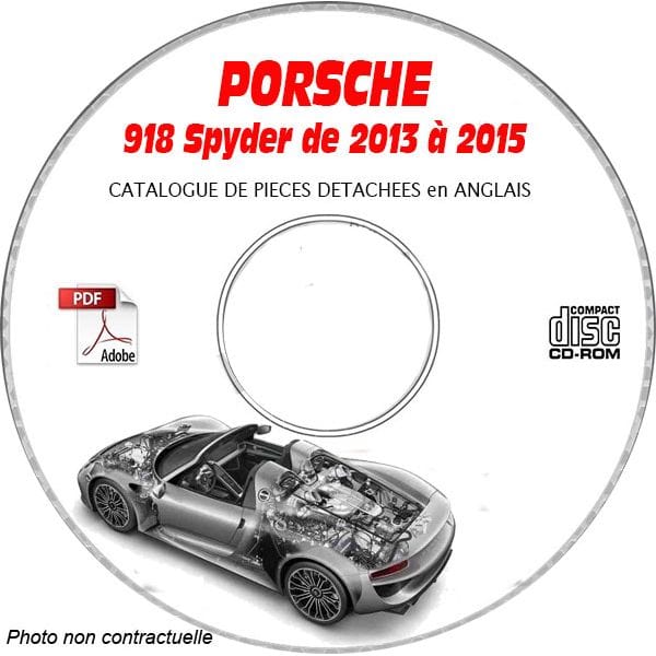 PORSCHE 918 SPYDER E-HYBRID de 2013 à  2015  Catalogue des Pièces Détachées sur CD-ROM Anglais