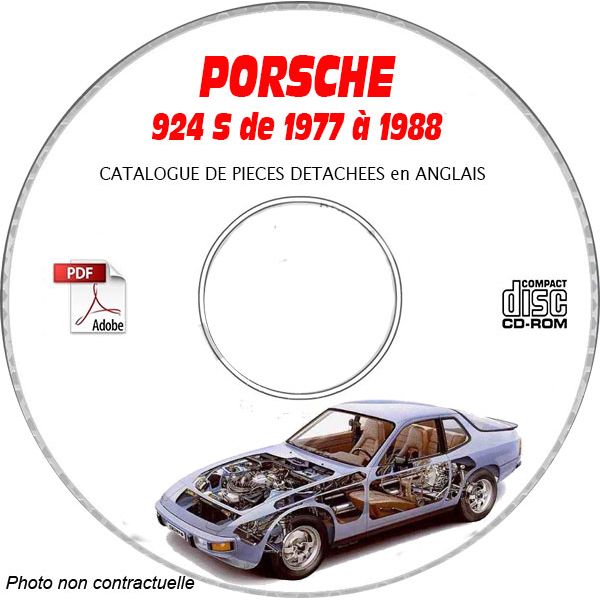 PORSCHE 924S de 1977 à 1988  Catalogue des Pièces Détachées sur CD-ROM Anglais