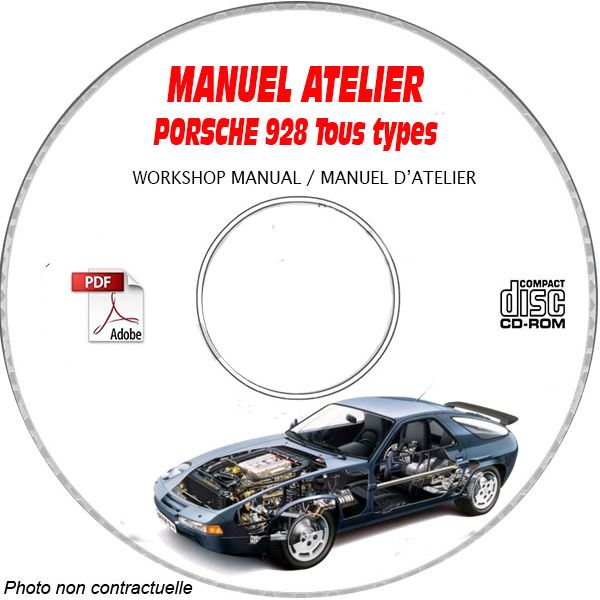 PORSCHE 928 Tous types  928  S   GT  GTS  S4  Manuel d'Atelier sur CD-ROM Anglais