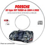 PORSCHE 911 type 997 de 2004 à 2008  Turbo  Catalogue des Pièces Détachées sur CD-ROM anglais