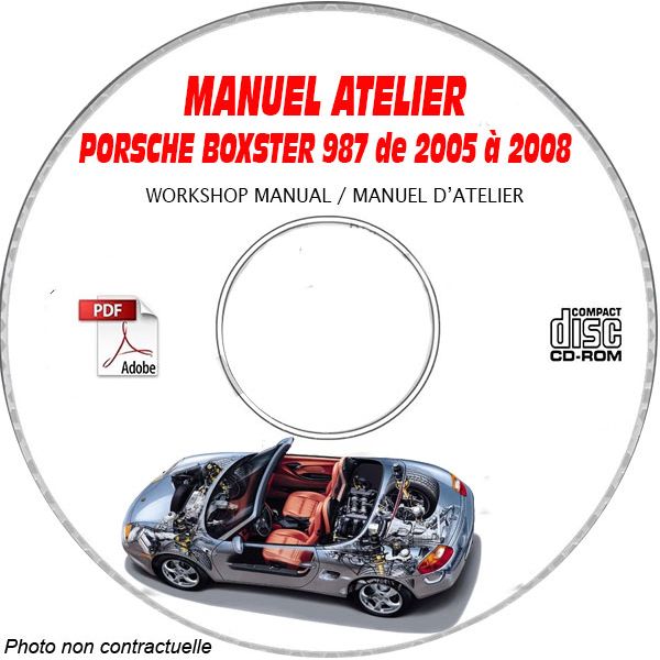 PORSCHE BOXSTER et S 987 de 2005 à 2008  Type : 987  Manuel Atelier  sur CD-ROM Anglais