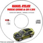 PORSCHE CAYENNE de 2011 à 2014  S + GTS + TURBO + TURBO S + E-HYBRID  Type : 92A ou 958   Manuel Atelier  sur CD-ROM Anglais